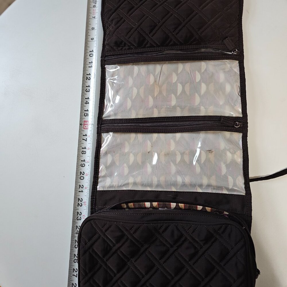 Vera Bradley Brown Cloth Hanging Travel Organizer Toiletries Cosmetic Bag - Picture 4 of 7